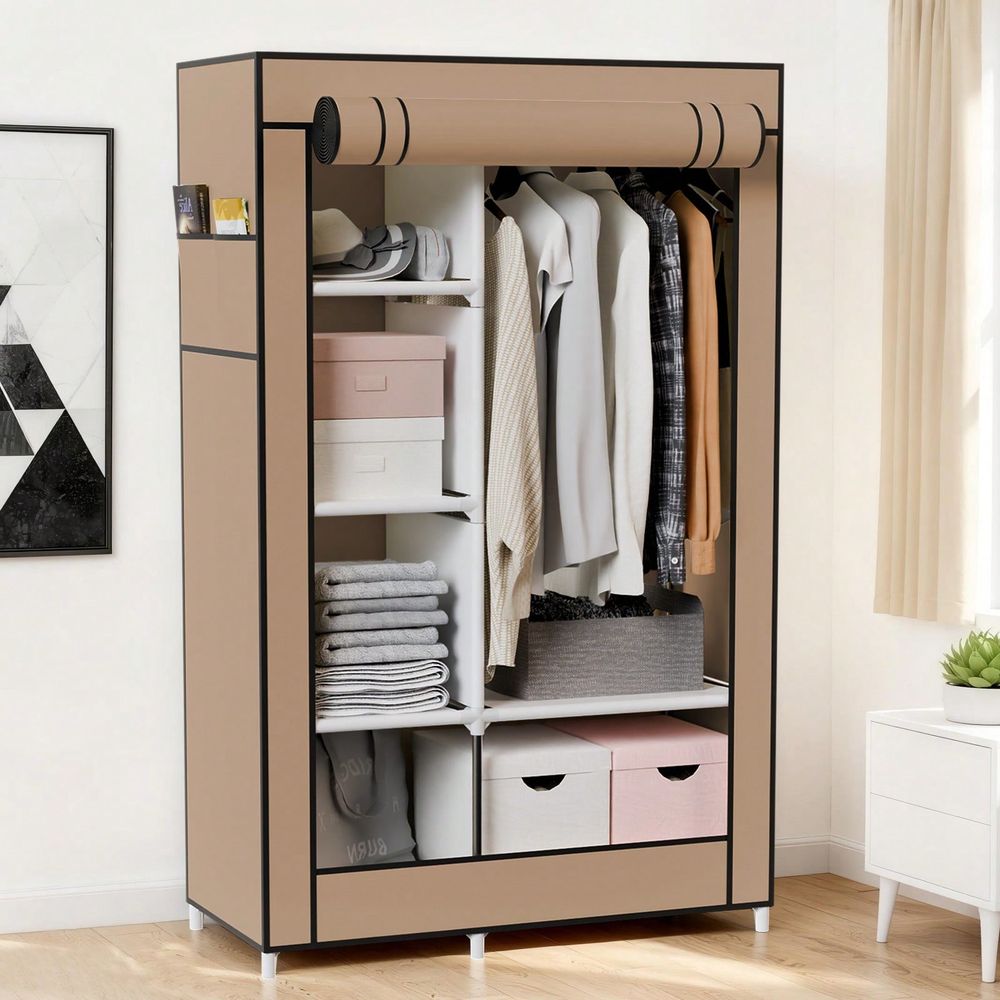 衣類を掛けるためのクローゼット収納、広々とした大容量のポータ - Wardrobe Closet Portable Fabric Cover のレビューと価格