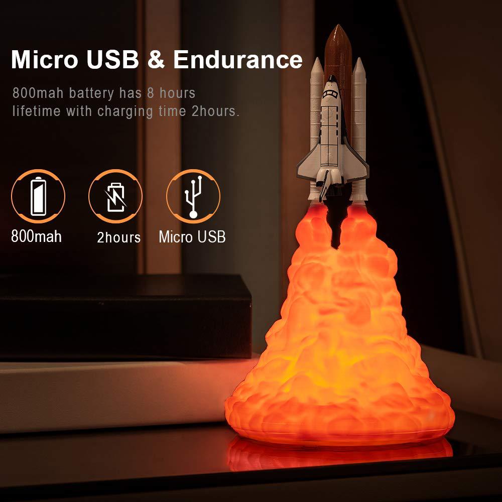 USB充電式スペースシャトルロケットLEDテーブルランプ3D - Floating Nightstand With Led Light のレビューと価格