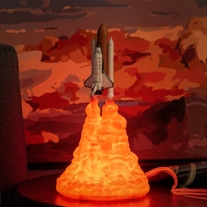 USB充電式スペースシャトルロケットLEDテーブルランプ3D - Floating Nightstand With Led Light のレビューと価格