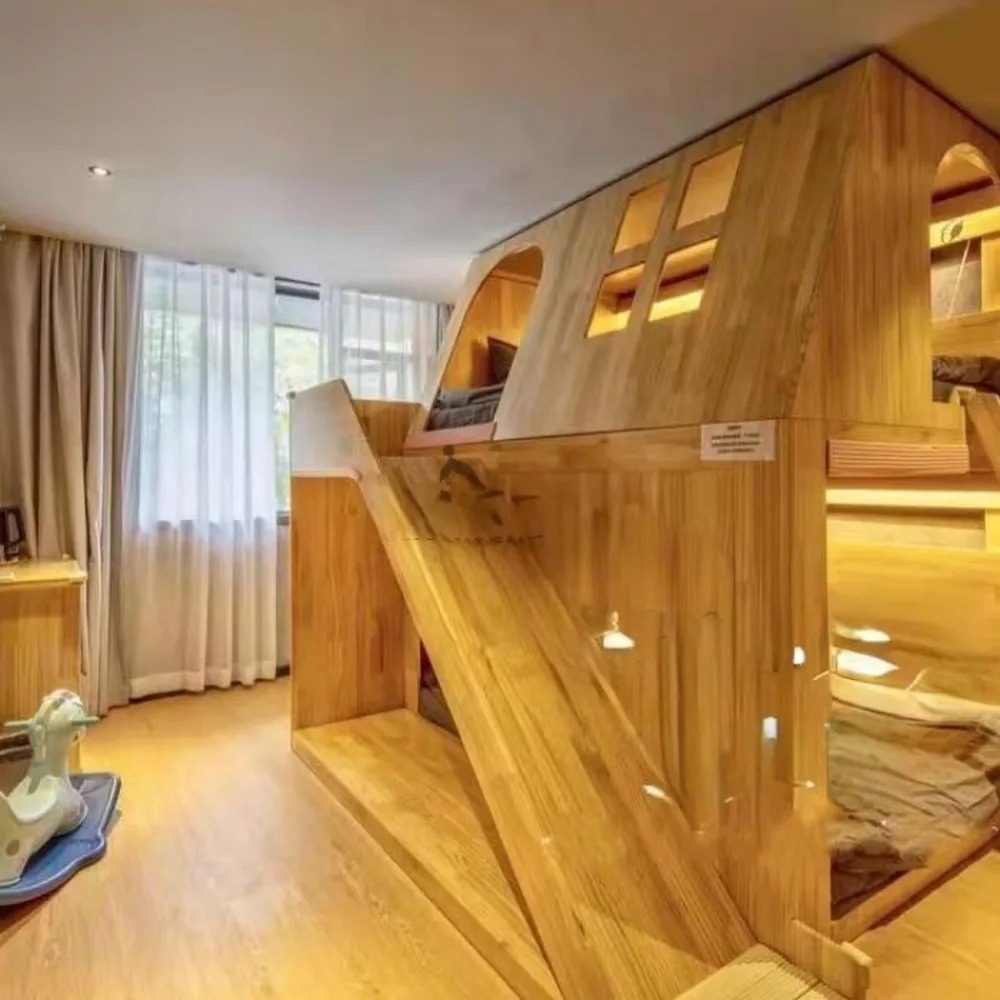 アメリカ製無垢材キッズツリーハウス二段ベッドプリンセスキャッ - Bunk Bed With Stairs And Slide のレビューと価格